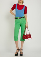 Versace Ribbed Logo-embroidered Wool T-shirt Red