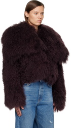 The Attico Burgundy Shearling Bomber Jacket