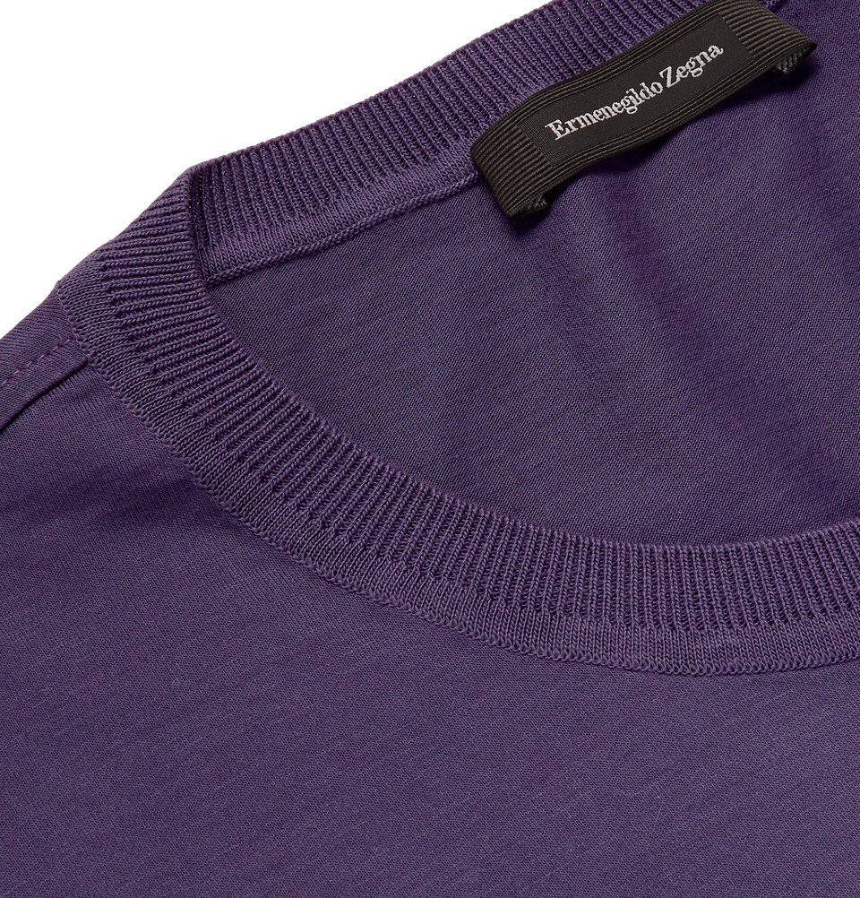 Ermenegildo Zegna パープルM Ermenegildo Zegna - Cotton-Jersey T-Shirt - Purple Ermenegildo Zegna