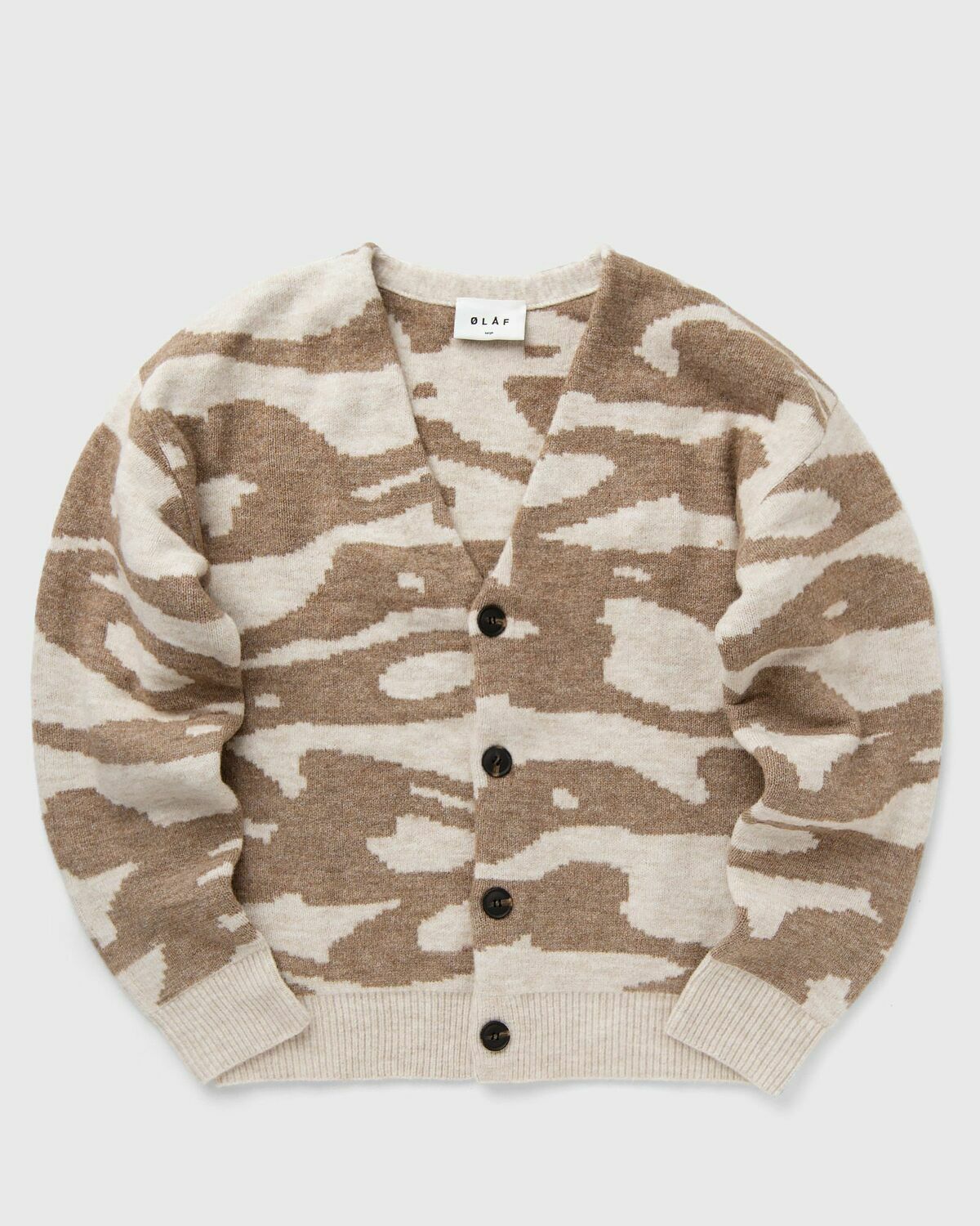ølåf Wavy Drift Knitted Cardigan Brown/Beige Zippers & Cardigans