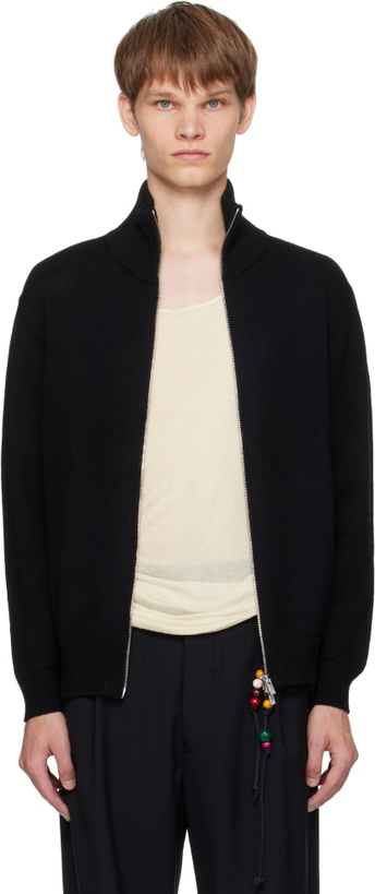 Photo: Song for the Mute Black Zip Up Funnel Cardigan