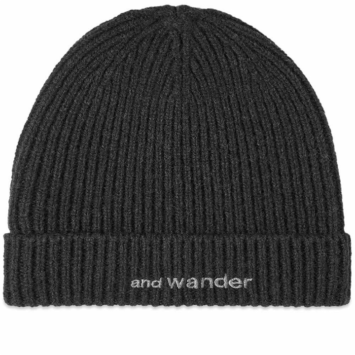 Photo: And Wander Men's Shetland Wool Beanie in Black
