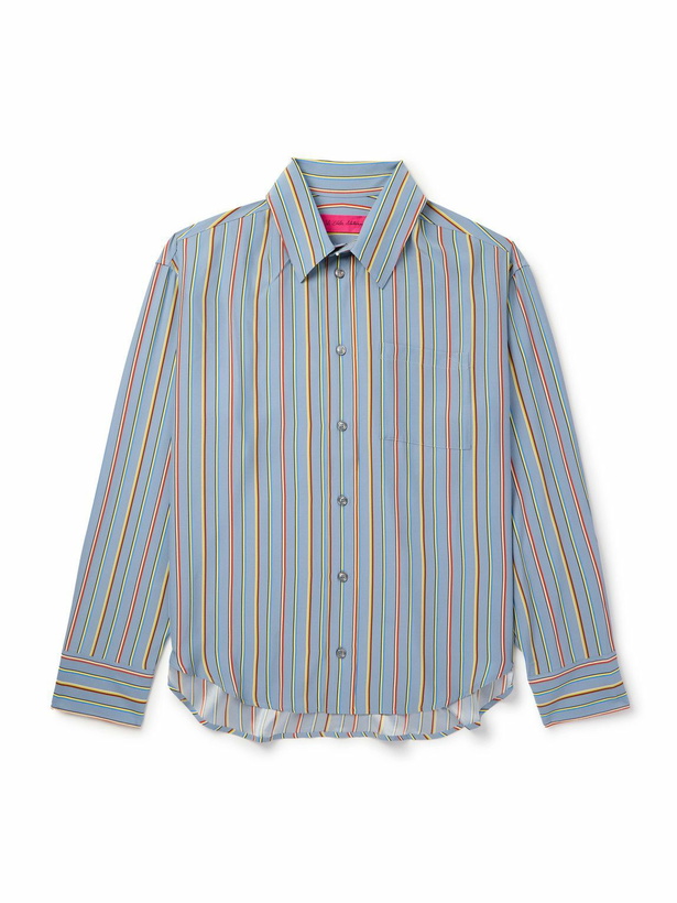 Photo: The Elder Statesman - Striped Silk Shirt - Blue