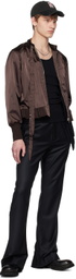 AARON ESH Burgundy Ruffled Bomber Jacket