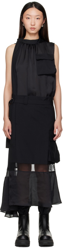 Photo: sacai Black Suiting Mix Midi Dress