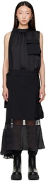 sacai Black Suiting Mix Midi Dress