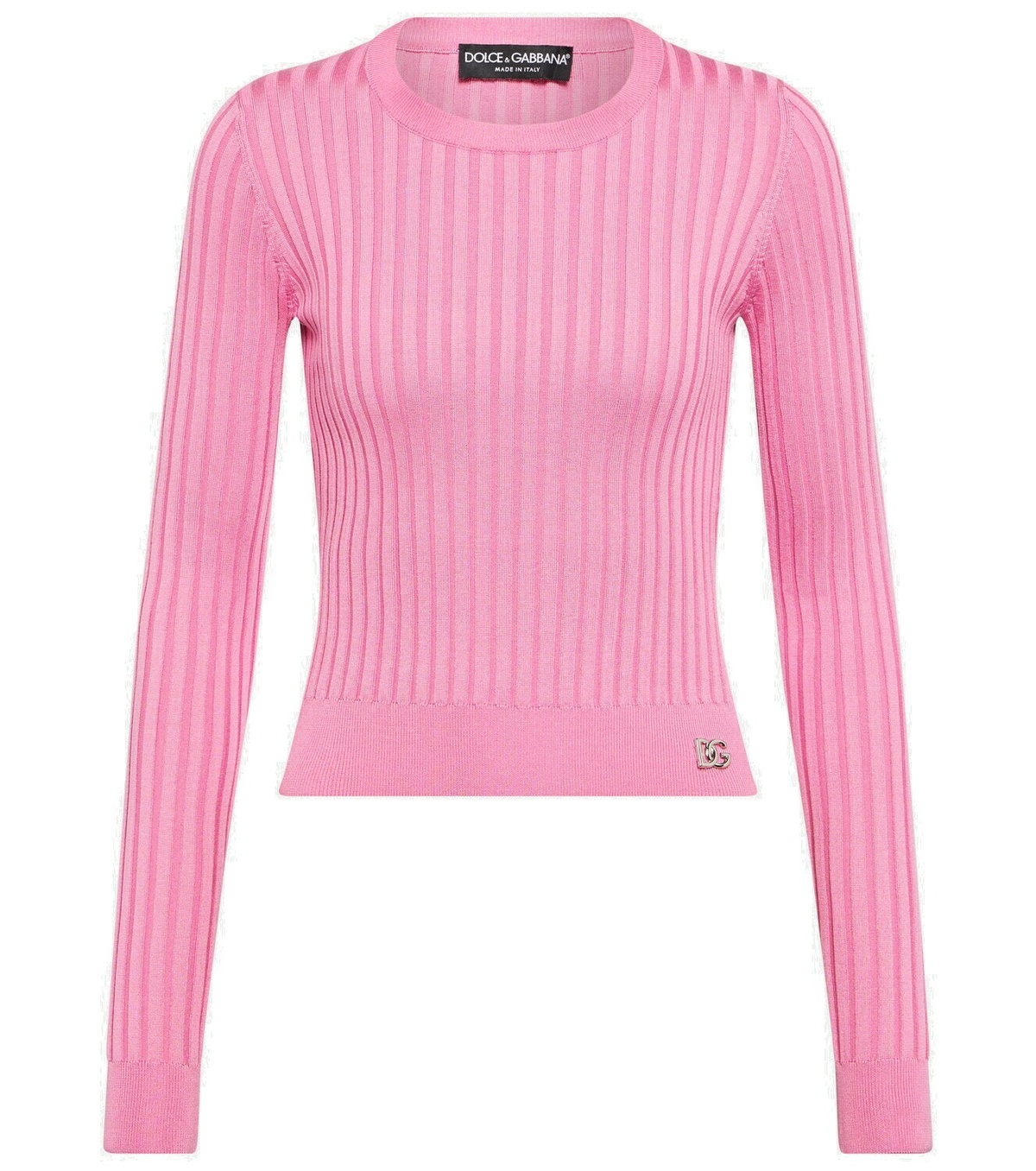 Dolce&Gabbana DG ribbed-knit silk cropped sweater Dolce & Gabbana