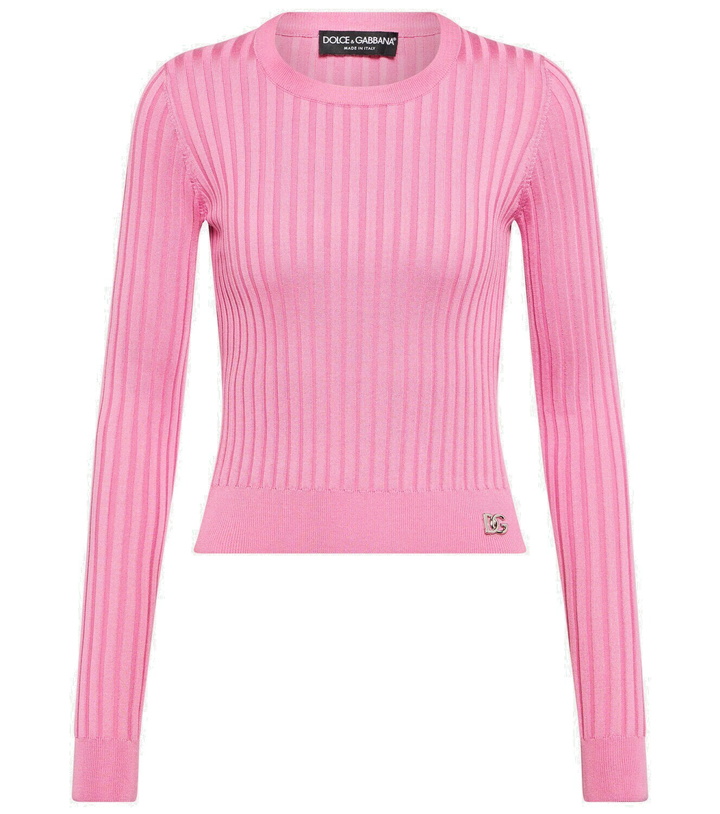 Photo: Dolce&Gabbana DG ribbed-knit silk cropped sweater