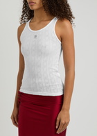 Rabanne Logo Monogram Pointelle Cotton Vest White