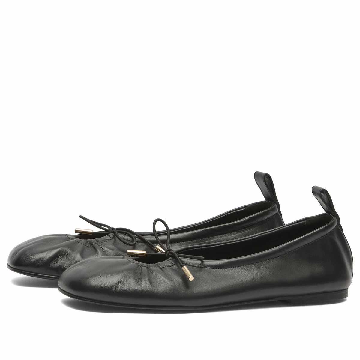 ALOHAS Women's Rosalind Brown Leather Ballet Pumps in Black