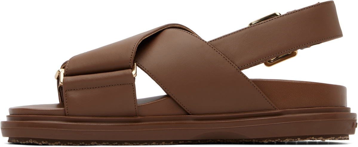 Marni Brown Leather Fussbett Sandals