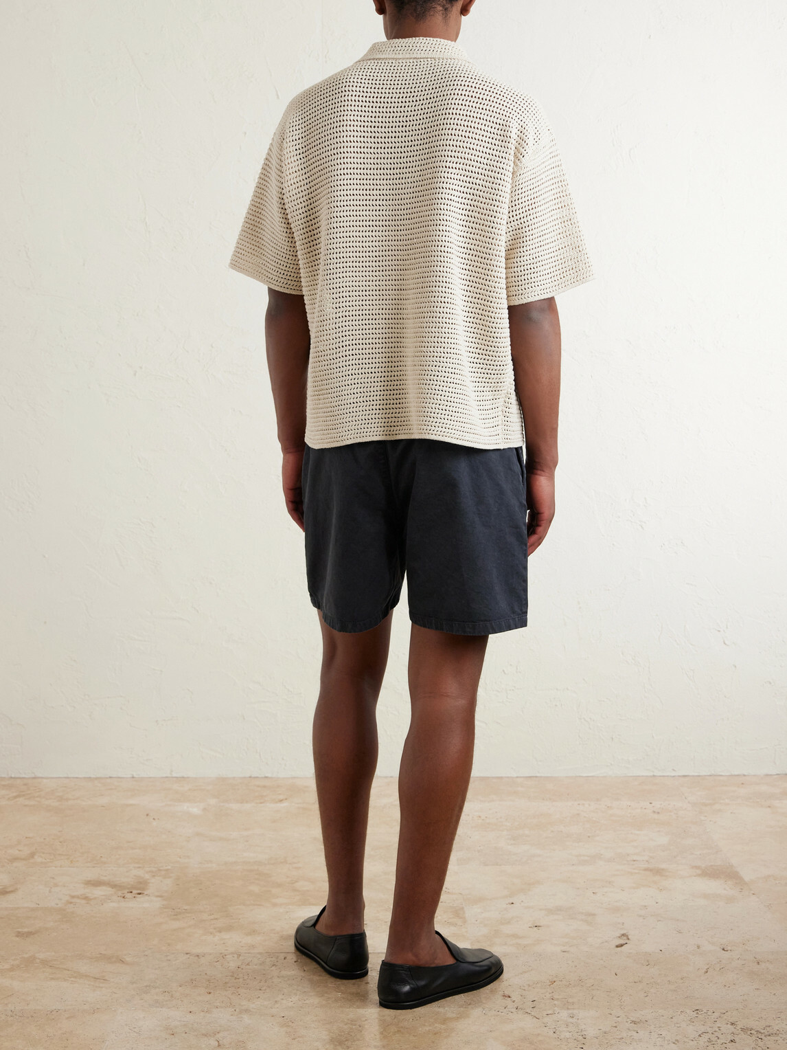 Auralee - Tussah Open-Knit Silk and Cotton-Blend Polo Shirt - Neutrals