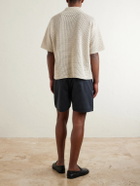 Auralee - Tussah Open-Knit Silk and Cotton-Blend Polo Shirt - Neutrals