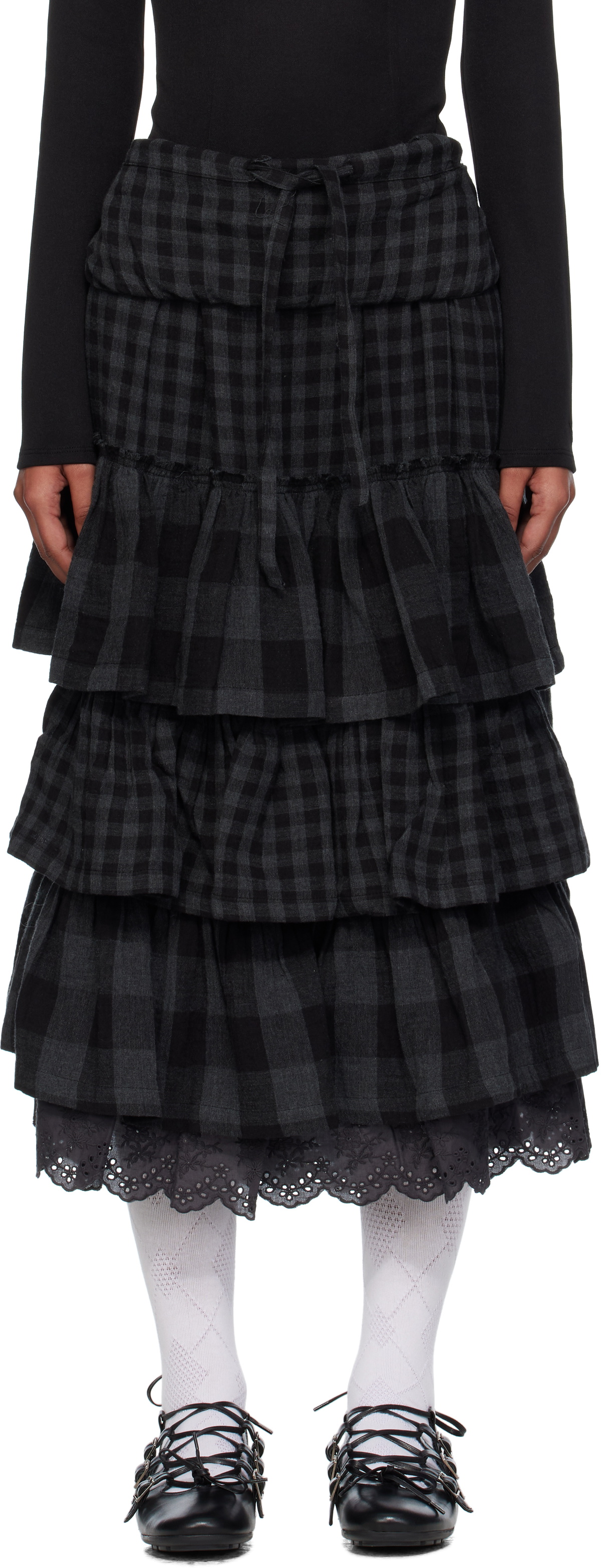 OPEN YY Gray YY Hug & Heart Cutout Midi Skirt OPEN YY