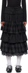 OPEN YY Black Rolled Waist Tiered Midi Skirt