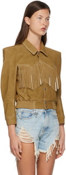 R13 Yellow Fringe Western Bomber Jacket