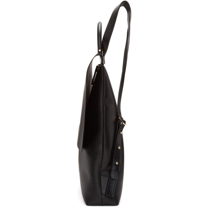 Building Block Black Leather Flat Rucksack Building Block