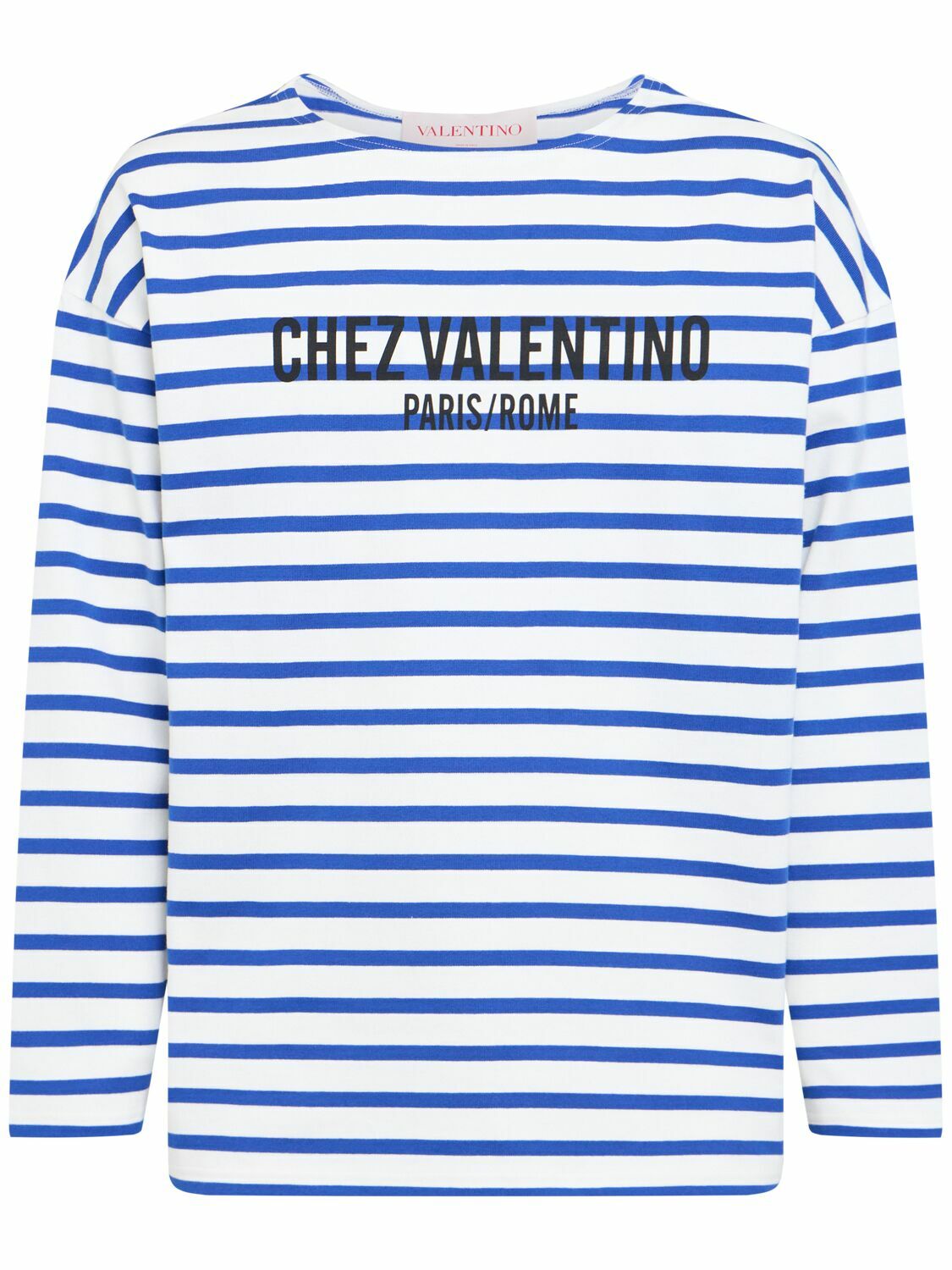 Tシャツ・カットソー CHEZ VALENTINO PRINT LOGO LONG SLEEVES T-SHIRT Long-sleeved Cotton T-shirt With Chez Valentino Print for