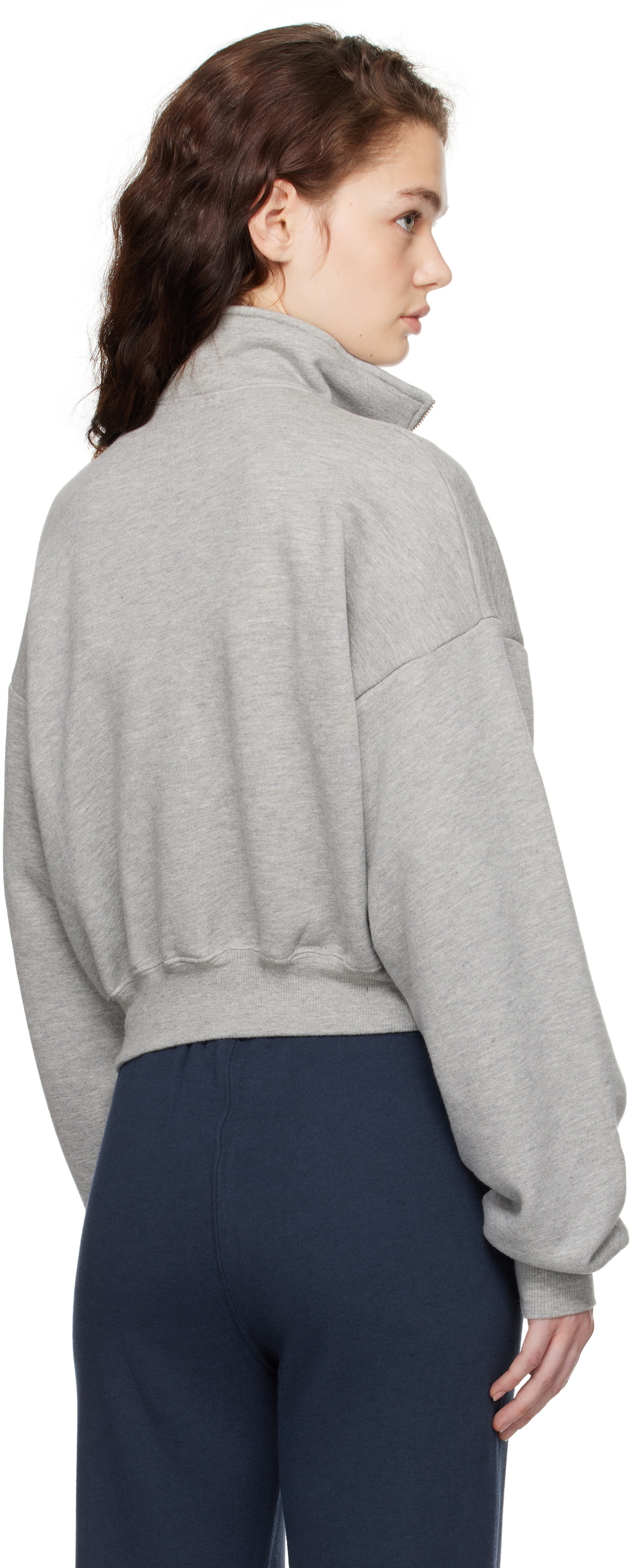 ÉTERNE Gray Cropped Half-Zip Sweatshirt