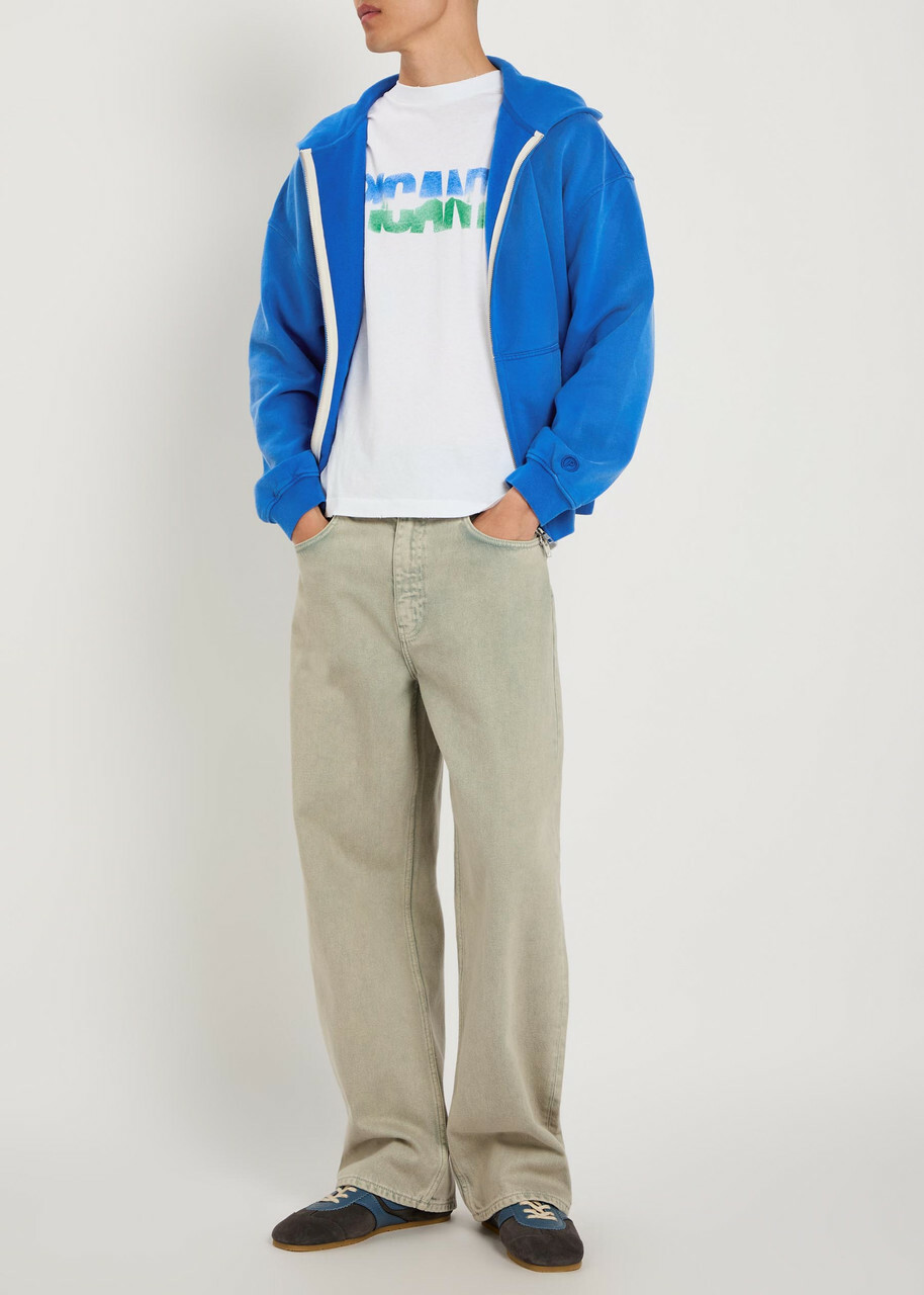 Picante Everyday Hooded Zip-up Cotton Sweatshirt Royal Blue