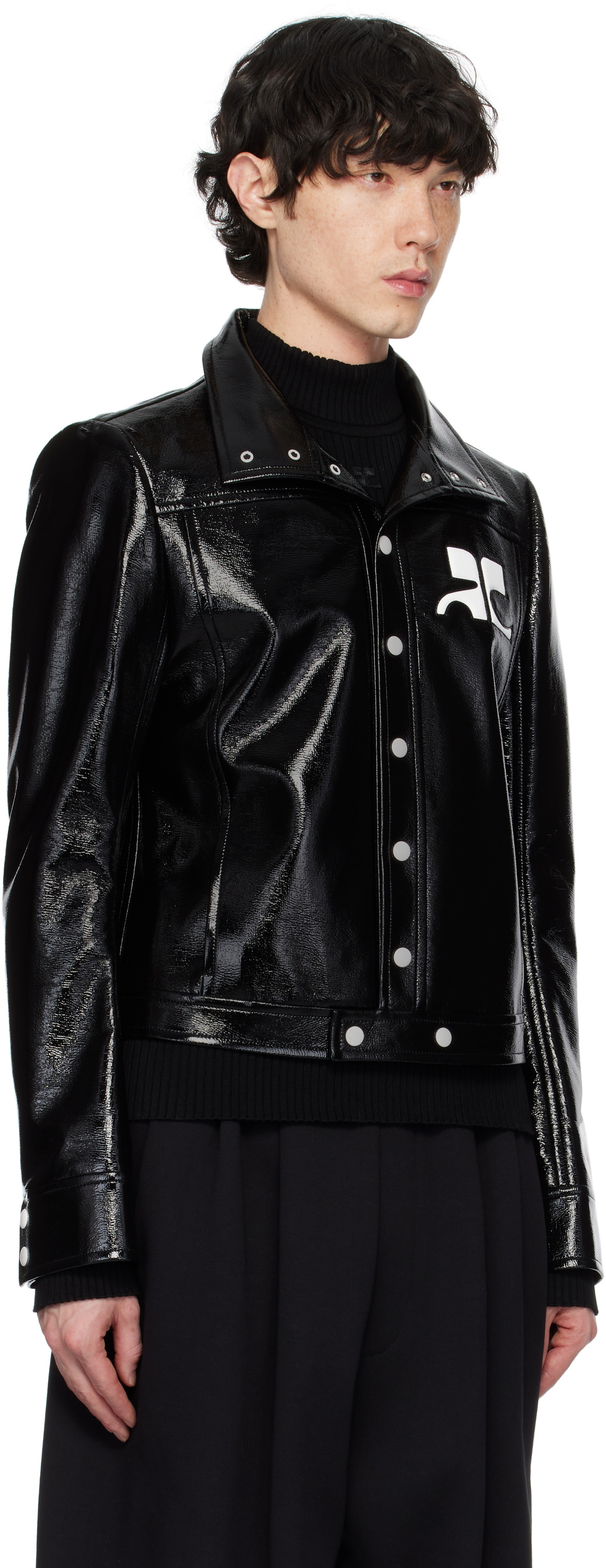 Courrèges Black Reedition Vinyl Jacket Courreges