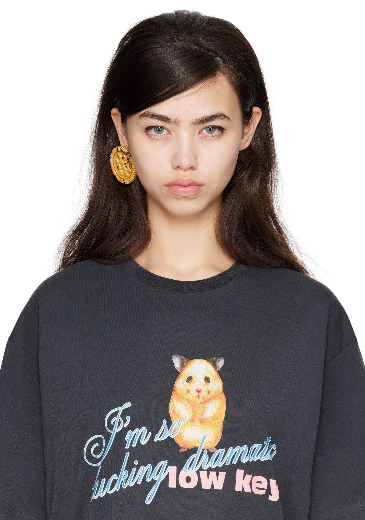I'm Sorry by Petra Collins SSENSE Exclusive Brown & Silver D'heygere Edition Cookie Single Earring