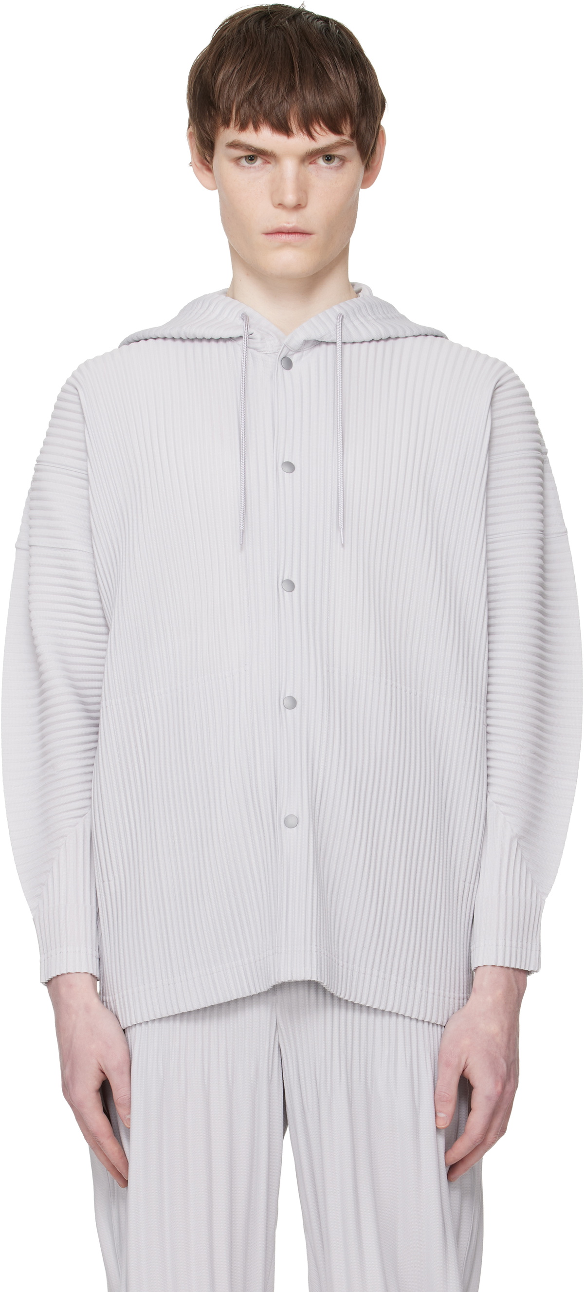 Homme Plissé Issey Miyake Grey Heather Pleats Hoodie Homme Plisse