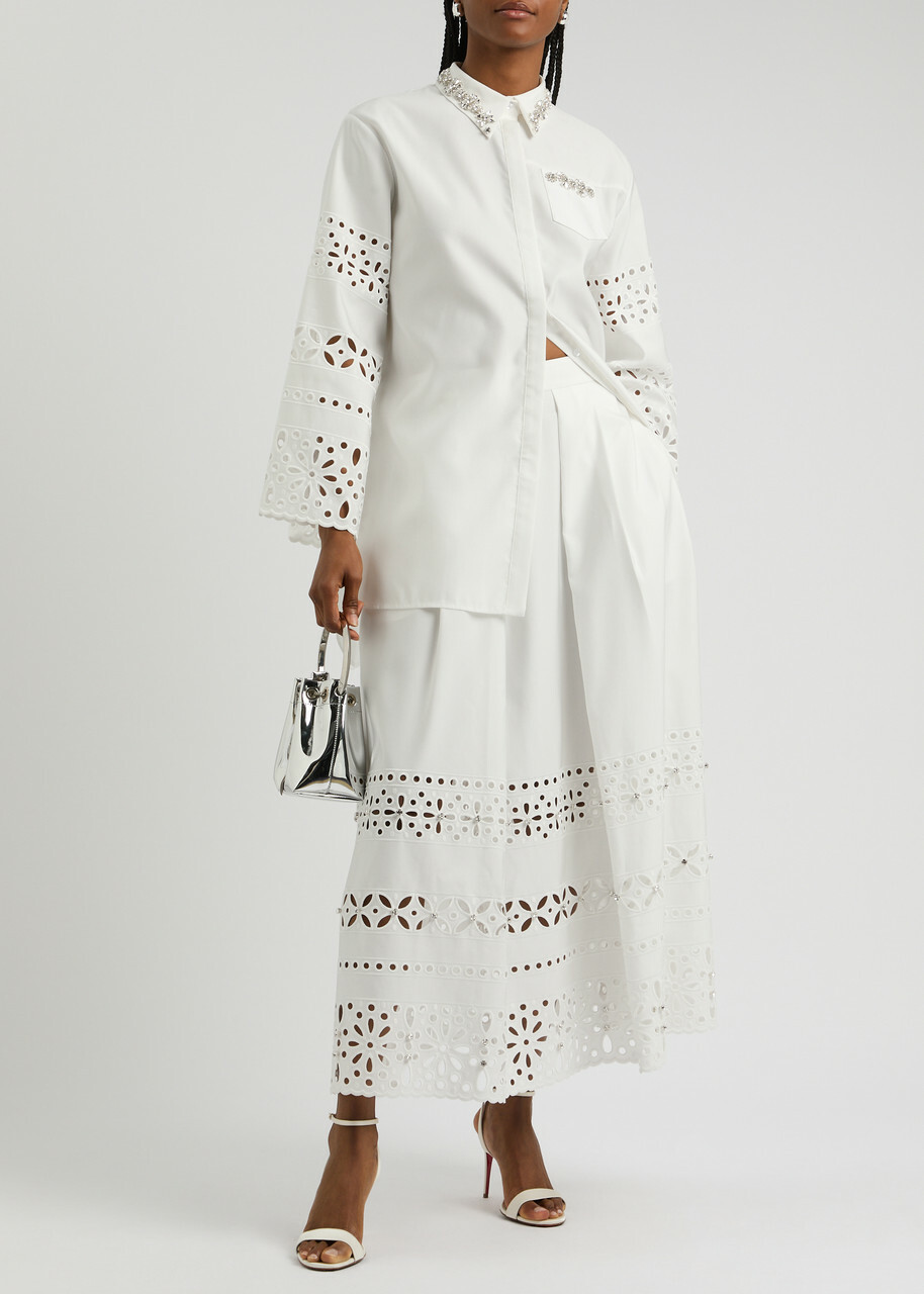 Huishan Zhang Logan Crystal-embellished Faille Shirt White
