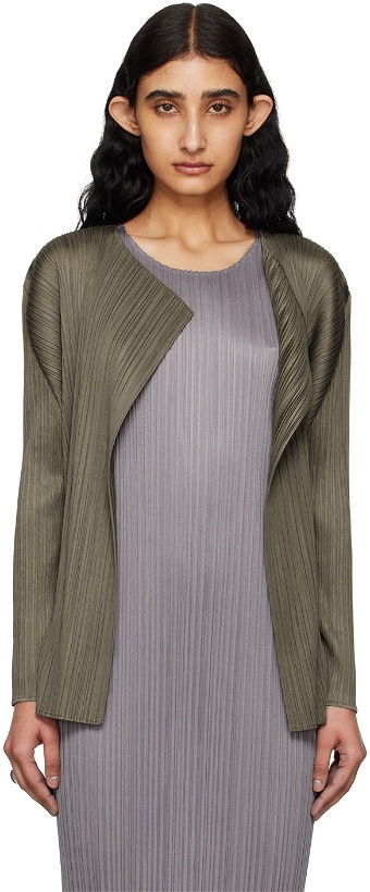 Photo: PLEATS PLEASE ISSEY MIYAKE Khaki Monthly Colors March Cardigan