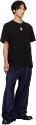 McQueen Black Flocked Skull T-shirt