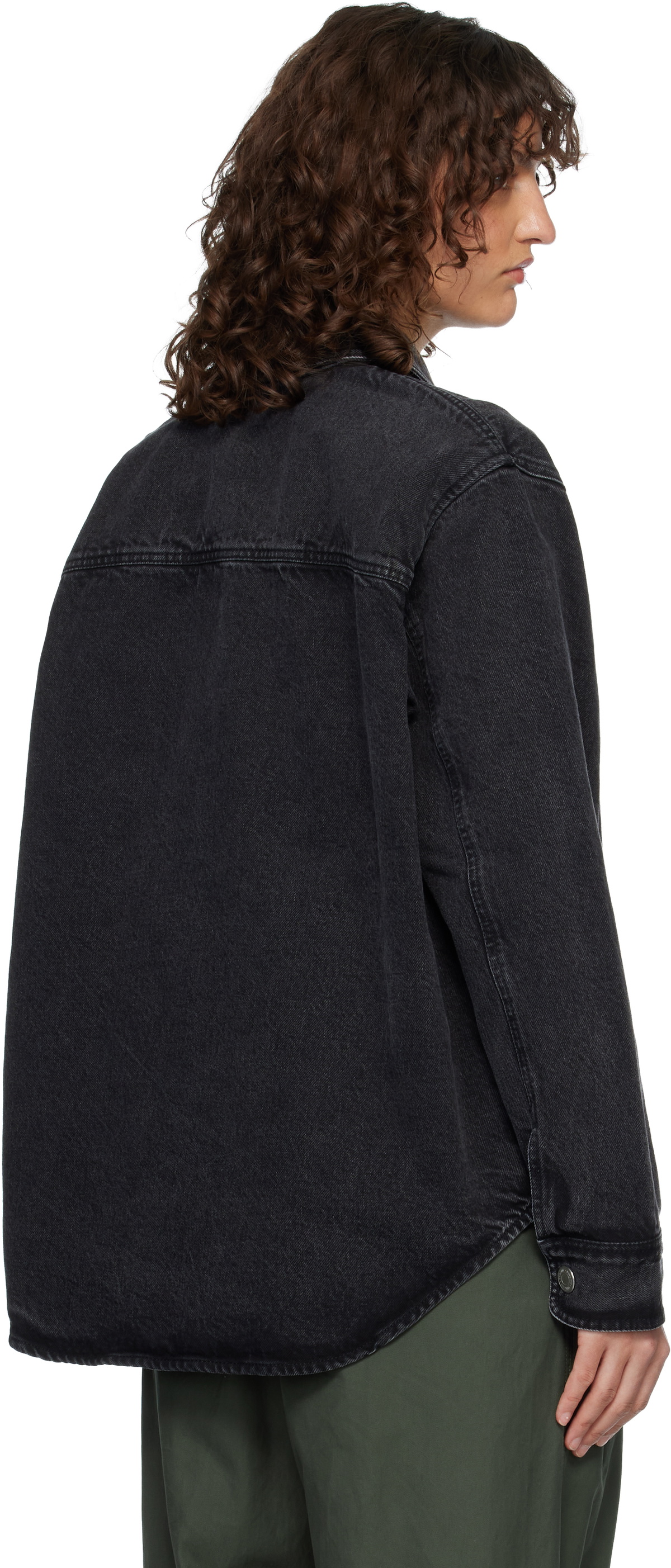 AMI Paris Black Cotton Knitted Ami de Coeur Denim Overshirt