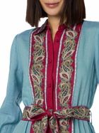 MC2 Saint Barth Woman Light Blue Linen Dress Jensen With Paisley Placed Print