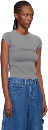 Alexander Wang Gray Crystal Logo Cotton Baby T-shirt