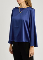 Eileen Fisher Stretch-silk Satin top Dark Blue