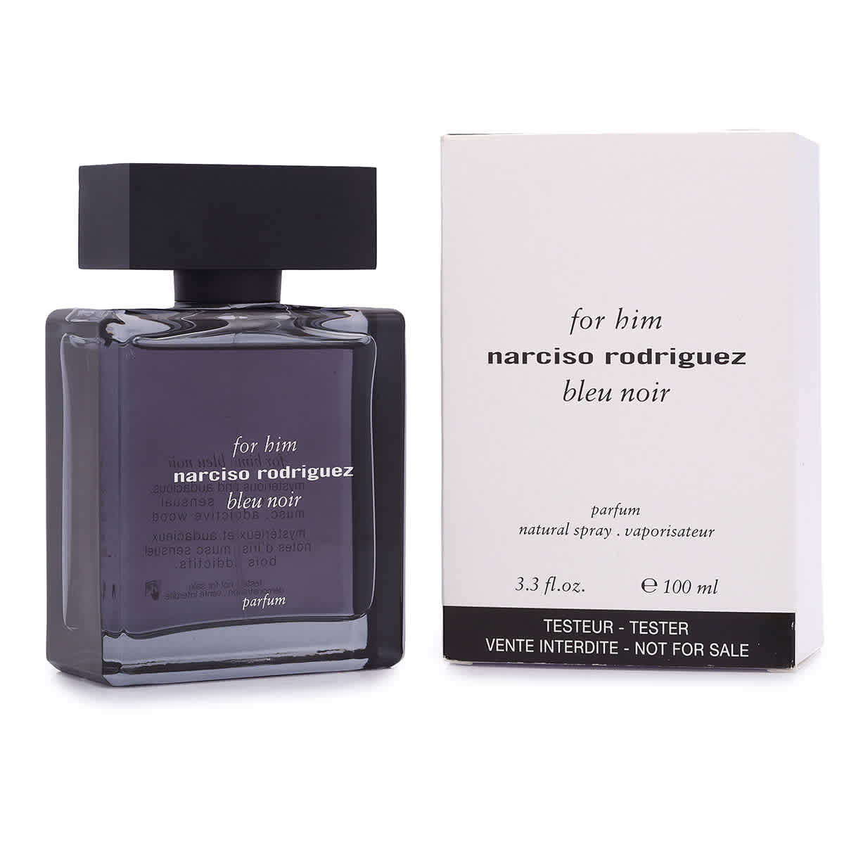 Narciso Rodriguez Mens Bleu Noir for Him Parfum 3.38 oz (Tester) Fragrances 3423222056087