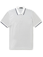 G/FORE - Striped Perforated Stretch-Jersey Golf Polo Shirt - White