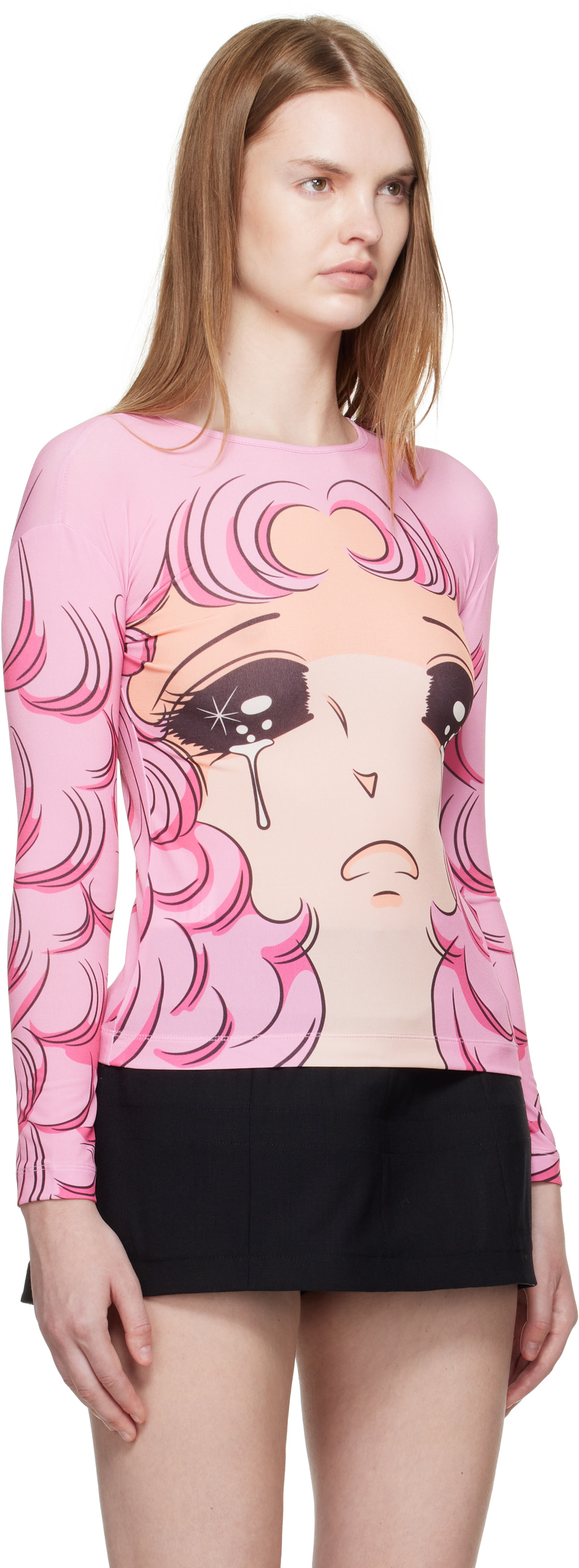 Pushbutton SSENSE Exclusive Pink Long Sleeve Crying Girl T-Shirt