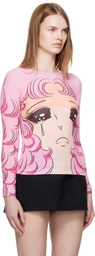 Pushbutton SSENSE Exclusive Pink Long Sleeve Crying Girl T-Shirt