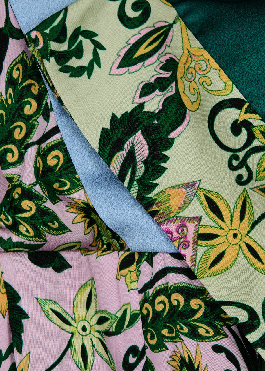 Diane Von Furstenberg Rinna Patchwork Satin Jumpsuit Green