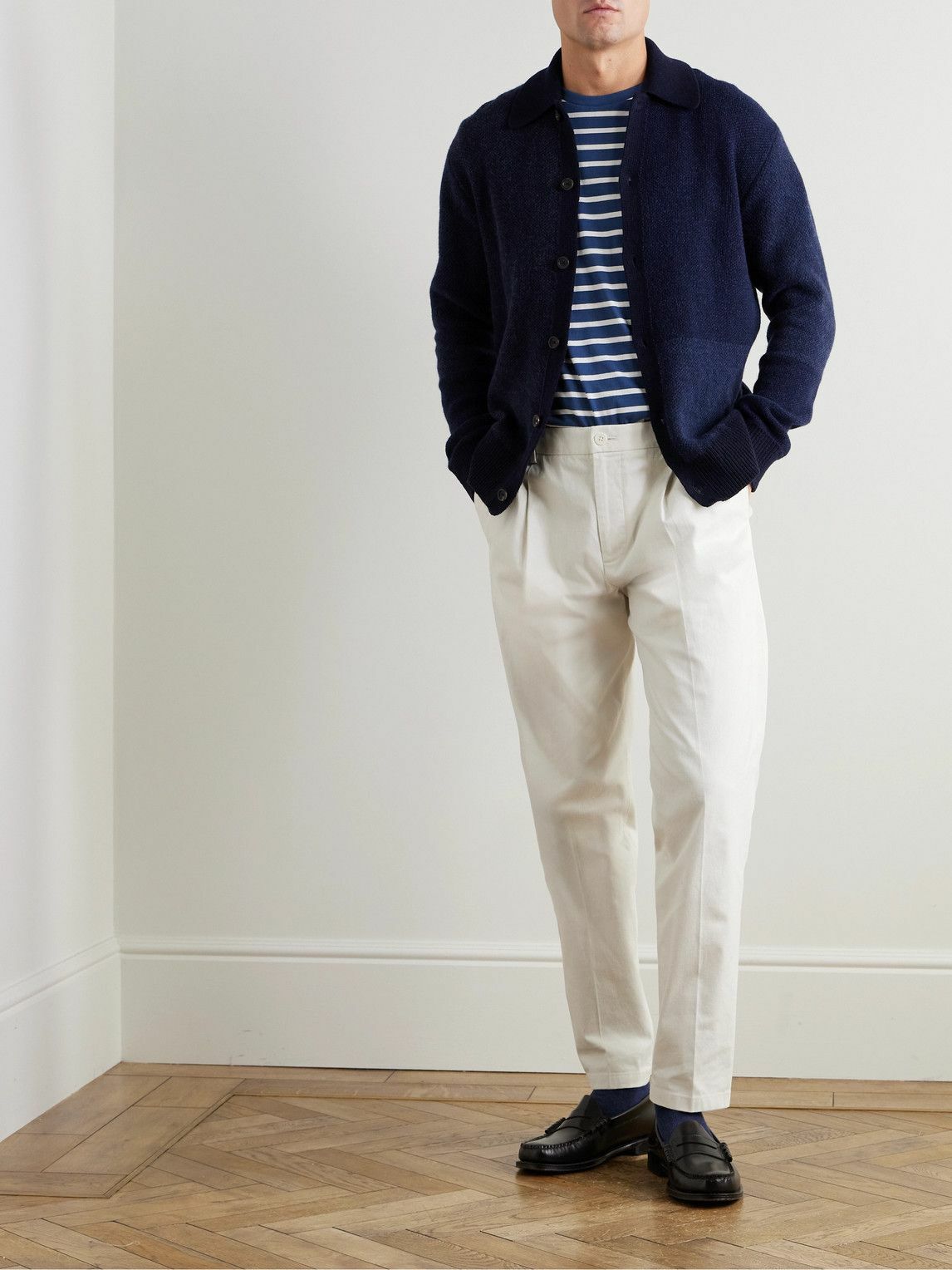 Oliver Spencer - Britten Patchwork Wool Cardigan - Blue