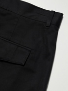 LOEWE - Straight-Leg Embellished Pleated Cotton-Drill Trousers - Black