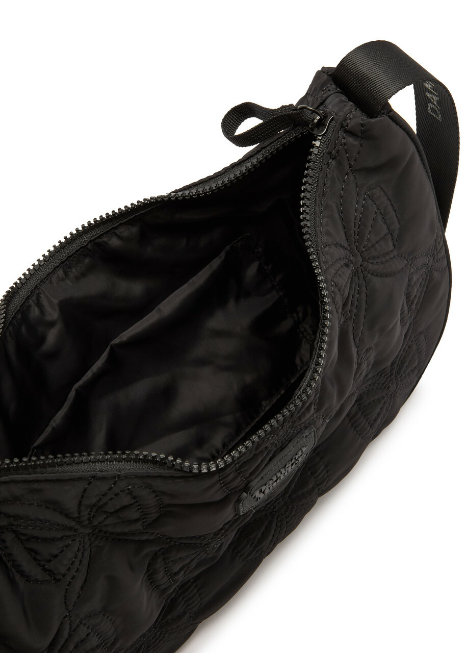 Damson Madder Crescent Bow-embroidered Satin Shoulder bag - Black - One Size