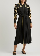 Lovebirds Contrast-trim Silk Crepe-de-chine Midi Dress Black