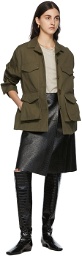Totême Brown Croc Leather Double Clasp Skirt