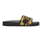 Versace Jeans Couture Black Logo Baroque Print Logo Slides