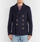 SALLE PRIVÉE - Daven Double-Breasted Virgin Wool-Blend Peacoat - Blue
