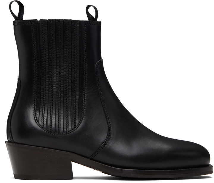 Photo: LEMAIRE Black Vegetable-Tanned Chelsea Boots