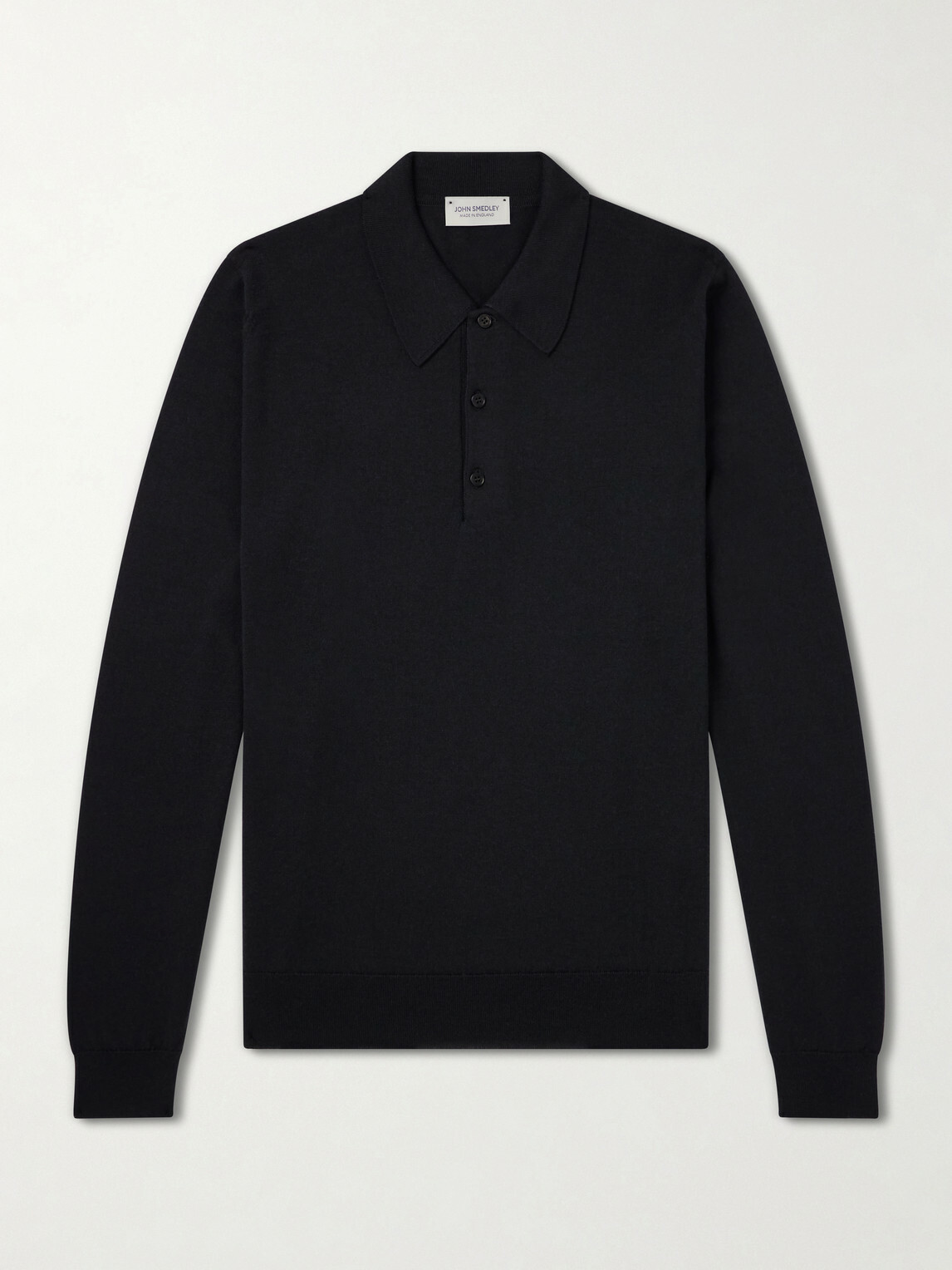 John Smedley - Caverhill Knitted Merino Wool Polo Shirt - Black