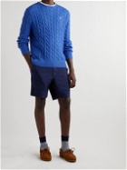 Polo Ralph Lauren - Logo-Embroidered Cable-Knit Cotton Sweater - Blue