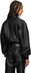 LU'U DAN Black Raglan Leather Jacket